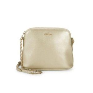 Furla Miky Purse Pale Gold Leather Shoulder Cross Body Bag